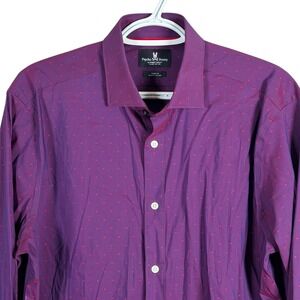 Psycho Bunny by Robert Godley Shirt Modern Fit Mens 16 32/33 Purple Stretch